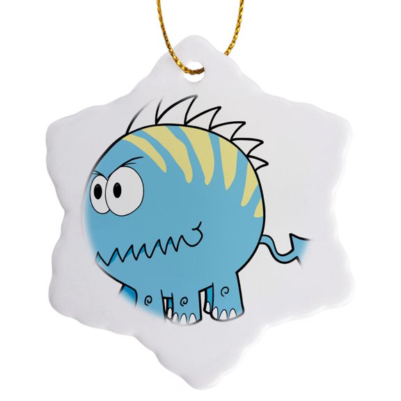 3drose, Silly Chomper Pet Monster Cartoon, 3 inch Snowflake Porcelain Ornament