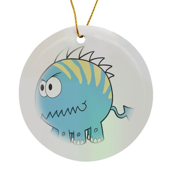 3drose, Silly Chomper Pet Monster Cartoon, Circle Porcelain Ornament