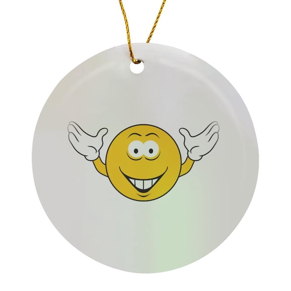 3drose, Silly Clown Yellow Smiling Face, Circle Porcelain Ornament