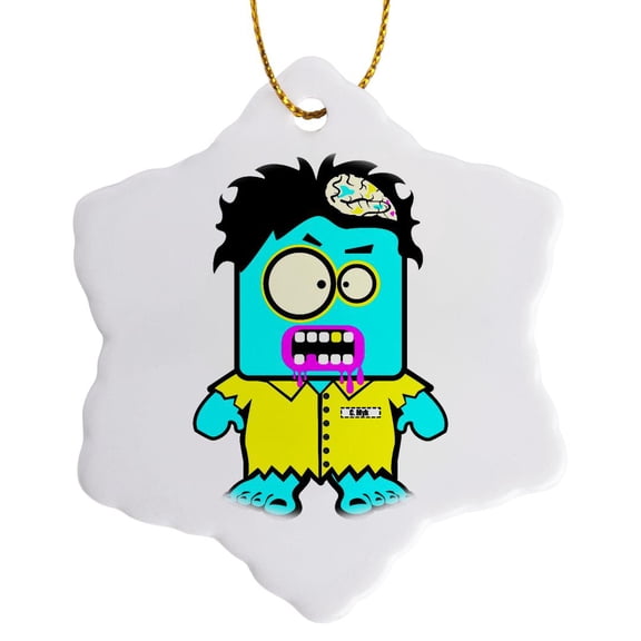 3drose, Silly Cmyk Zombie Cartoon Character Cartoon, 3 inch Snowflake Porcelain Ornament