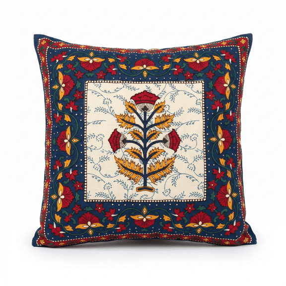 Silly Comfort Floral Print Cotton Cushion Cover 40x40 cm Square — Violet