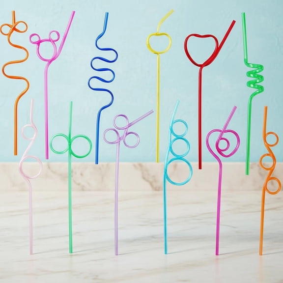 Silly Crazy Straws Reusable Plastic Loop Curly Drinking Straws for Classroom Activities Valentines Day Gift Christmas Birthday Wedding Party Supplies Decoration