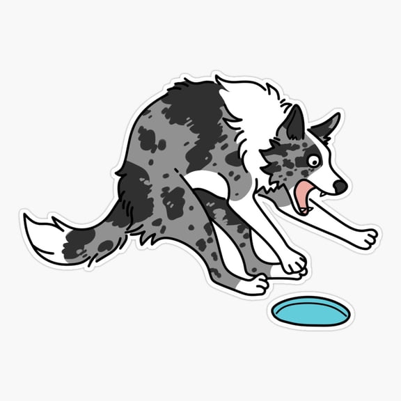 Silly Disc Dog Blue Merle Er, Phone Decal Water Bottle Stickers Car Decals, Funny Birthday Gift