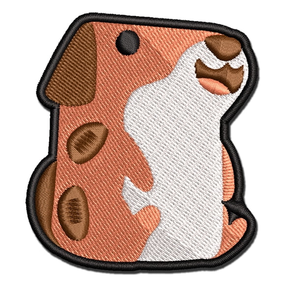 Silly Dog Sitting Up Smiling Applique Multi-Color Embroidered Hook & Loop Patch - 2.0 Inch Mini