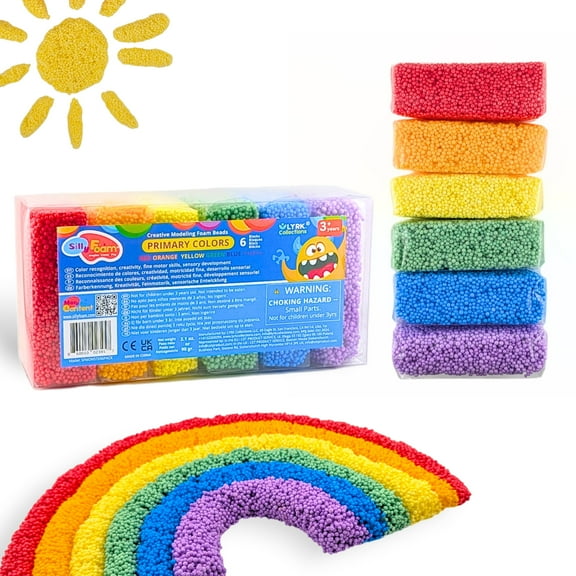 Silly Foam, Creative Modeling Foam Beads, 6 Primary Colors