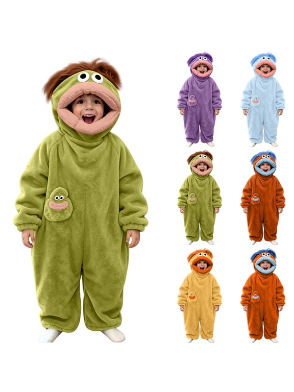 Silly Frog Onesie Pajamas, Purple Big Mouth Monster Outfit Hooded One Piece Loungewear Sleepwear, Soft Plush Snuggly Fleece Jumpsuit, Unisex Funny Frog Costume for Sleepovers & Relaxation