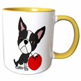 thumbnail image 1 of 3drose, Silly Funny Boston Terrier Dog Bowling Cartoon, 11oz Two-tone Yellow Mug, 1 of 6