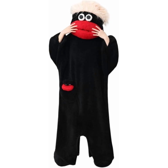 Silly Funny Frog Onesie Pajamas Oversized Plush Fleece Hooded Blanket Jumpsuit Cozy Home Matching Couple Sleepwear