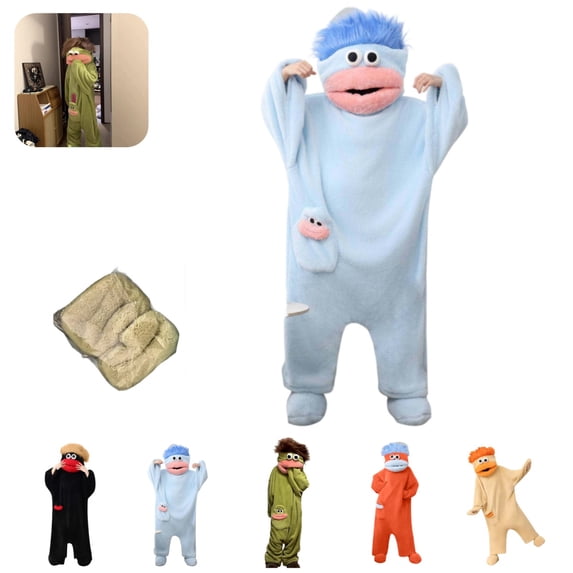 Silly Goofy Onesie for Adults - Frog Onesie Funny Monster Pajamas Fleece Jumpsuit Hooded 2026 Fashion Cozy Relaxed Fit Plush Loungewear with Shoes Included Blue S