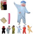 thumbnail image 1 of Silly Goofy Onesie for Adults - Frog Onesie Funny Monster Pajamas Fleece Jumpsuit Hooded Cozy Loose Fit Plush Loungewear with Shoes Included and 2Comb Light Blue M, 1 of 4