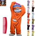 thumbnail image 1 of Silly Goofy Onesie for Kids- Frog Onesie Funny Monster Pajamas Fleece Jumpsuit Hooded 2026 Fashion Cozy Relaxed Fit Plush Loungewear,with Comb and Shoes Included Saffron 4-5 Years, 1 of 8