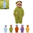 thumbnail image 1 of Silly Goofy Onesie for Kids- Frog Onesie Funny Monster Pajamas Fleece Jumpsuit Hooded Fashion Cozy Relaxed Fit Plush Loungewear,with shoe cover (No Comb) Green 9-10 Years, 1 of 6