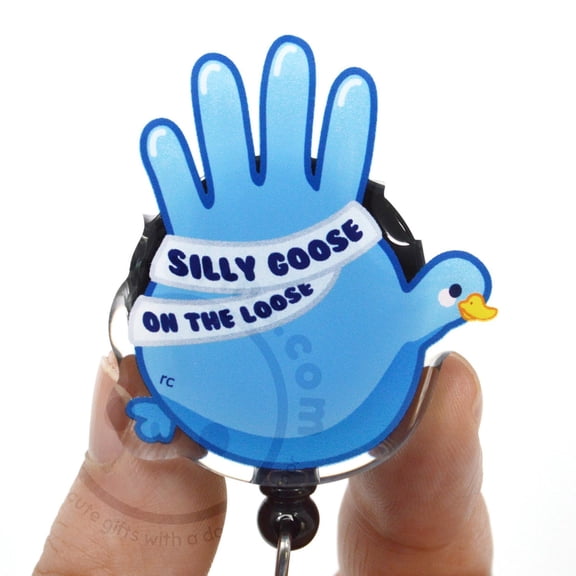 Silly Goose Acrylic Badge Reel for Nurses, Nursing Students, Medical Laboratory Scientists, MLS, MLT, Researcher, Medical Assistant, Glove