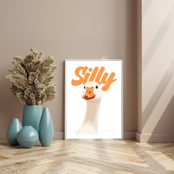 Silly Goose Art Print: Funky Meme Poster Physical Wall Art Printed Poster , Poster Print Only