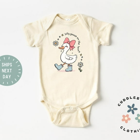 Silly Goose Baby Bodysuit, Cute Farm Animal Baby Outfit, Baby Gift, Baby Girl , New Grandchild