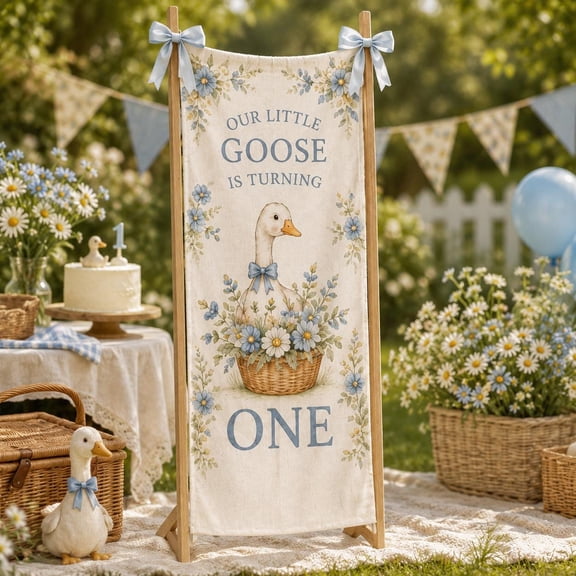 Silly Goose Birthday Fabric Banner, Personalized Name Welcome Backdrop, Custom Celebration Party Decor