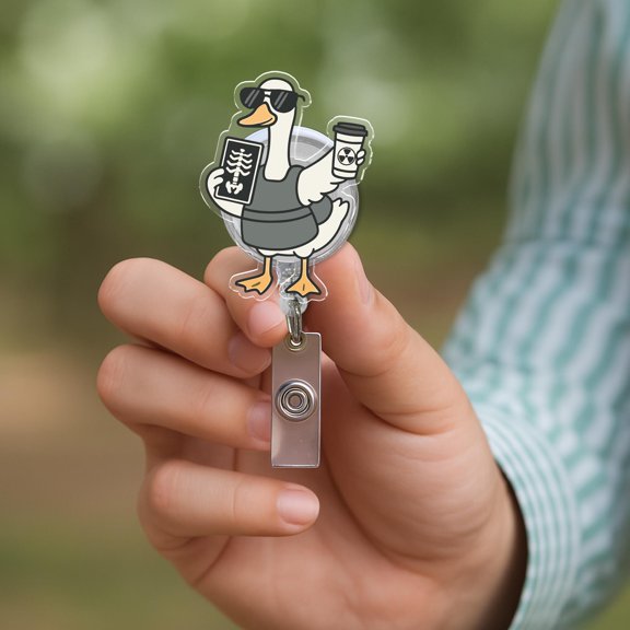 Silly Goose Camera Theme Badge Reel, Retractable Acrylic ID Holder, Coworker Gift