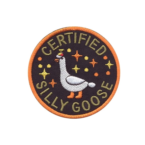 Silly Goose Embroidered Patch Iron On And Sew On Funny Goose Badge For Jackets, Backpacks, Hats, Jeans And Diy Clothing Round Patch