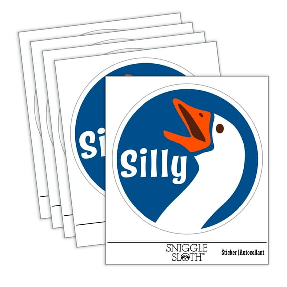 Silly Goose Funny Bird Car Window Bumper Water Bottle Phone Tablet Laptop Waterproof Vinyl Decal Sticker Set 5-Pack - Gloss Finish - 2.0"