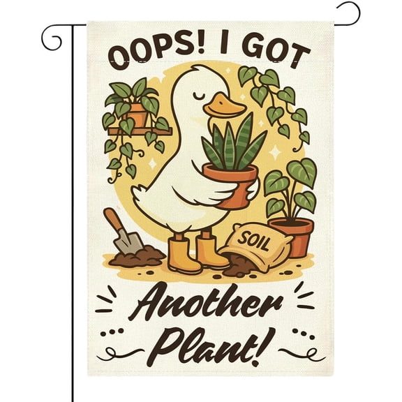 Silly Goose Garden Flag Double Sided Burlap Stained Glass Style Outdoor Decor 12 x 18 Inch