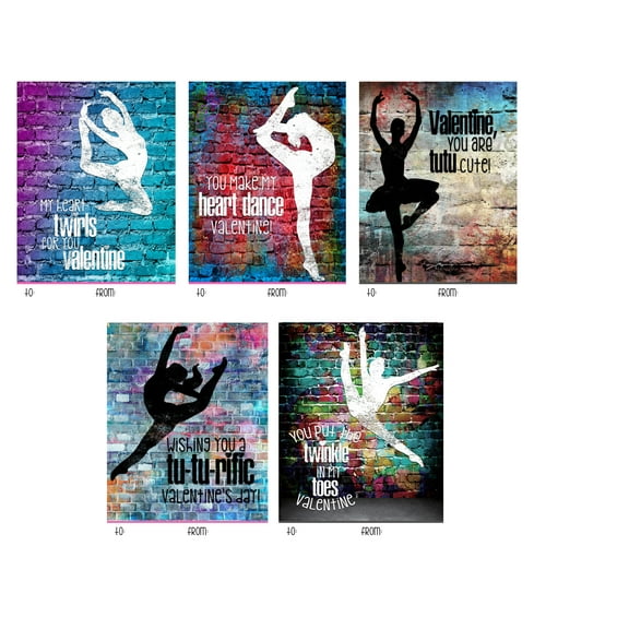 Silly Goose Gifts Dance Themed Valentine's Day Card Set (Set of 25) Valentine Classroom Sharing Exchange Party Kids Children