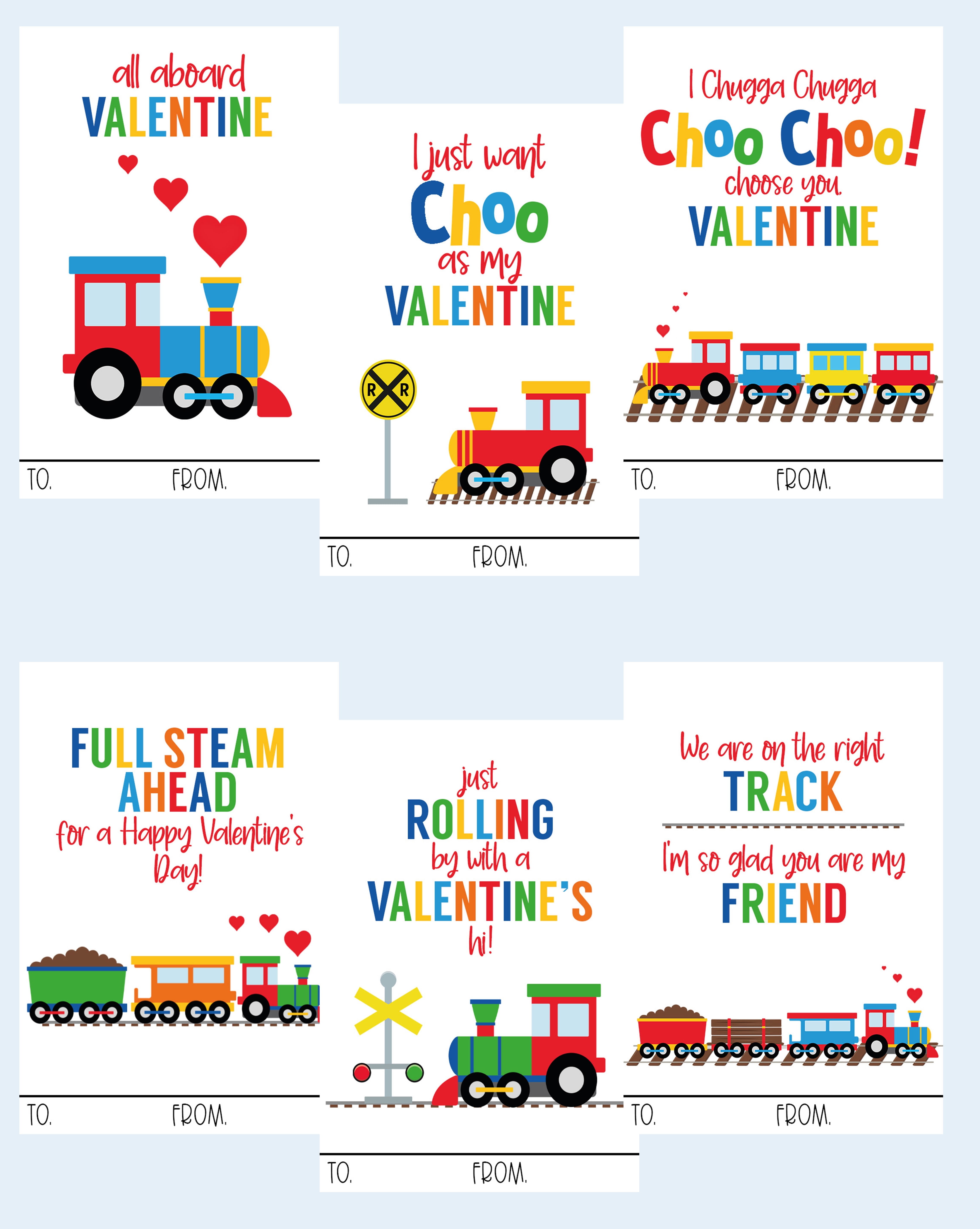 Silly Goose Gifts Happy Choo Choo Train Themed Valentines Day Card for Kids School Classroom Exchange (24 included) Sharing Children Valentine's Bright Happy