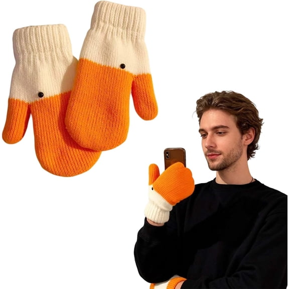 Silly Goose Gloves 2026 Animal-Themed Cute Knit Mittens Thickened Warm Women's Winter Goose Down Gloves