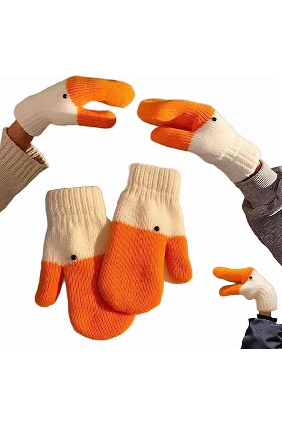 Silly Goose Gloves,Winter Goose mittens,duck goose winter gloves,Funny Novelty Animal Gloves with Thermal Soft Lining