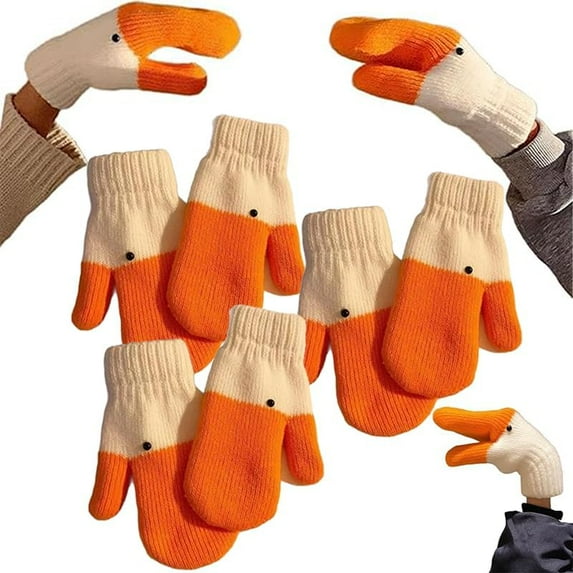 Silly Goose Gloves,Winter Goose mittens,duck goose winter gloves,Funny Novelty Animal Gloves with Thermal Soft Lining
