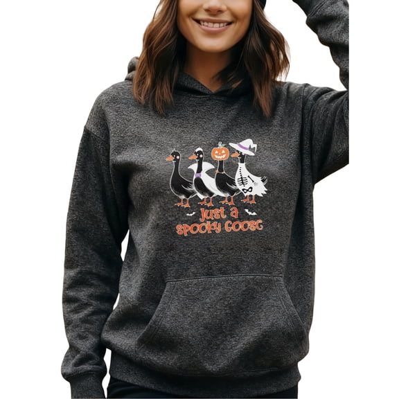 Silly Goose Halloween Funny Graphic Hoodie for Women and Men, Unisex Cozy Pullover Sweatshirt, Cute Farm Animal Goose Costume Top, Fall Party Outfit