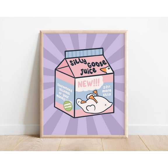 Silly Goose Juice Print, Dopamine Decor, Cute Office Wall Art, Cute Cubicle Decor, Desk Accessories, College Dorm Art, Weird Poster, Poster Only