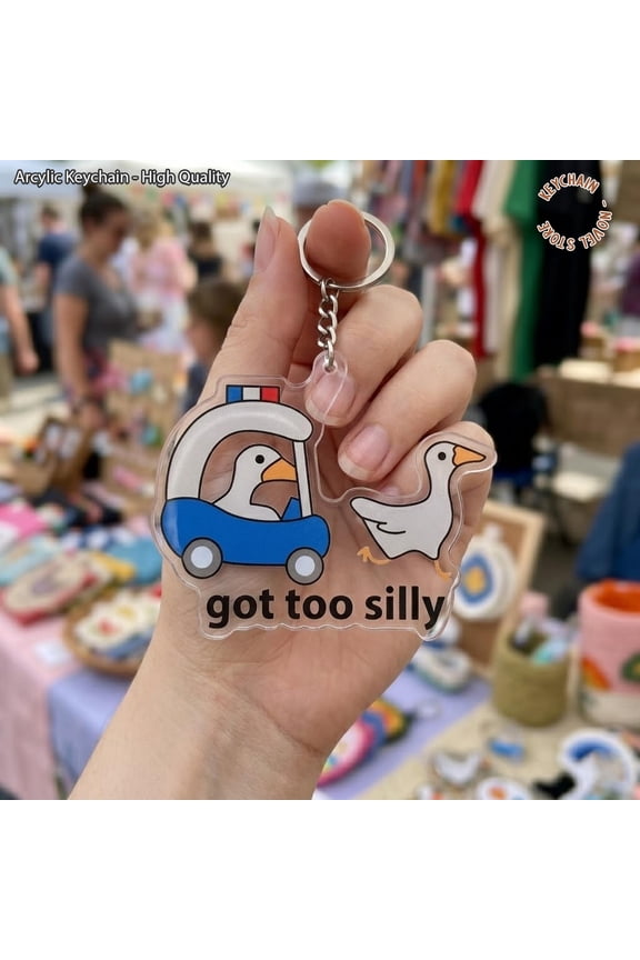 Silly Goose Keychain, Funny Goose Meme Key Ring, Cute Duck Humor Acrylic Keychain, Viral Animal Gift, Quirky Bag Charm