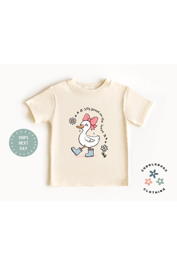 Silly Goose Kids Shirt, Silly Goose On The Loose Kids Tee, Funny Farm Animal Shirt, Cute Gift For Girl, Birthday Girl Tee, Grandchild TODDLER SHORT SLEEVE TEE BELLA CANVAS 3001T