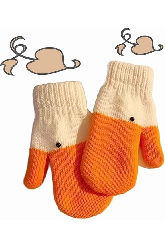 Silly Goose Knitted Gloves, Cute Duck-Head Winter Gloves, Warm Soft Knit Mittens for Cold Weather(1 PCS)