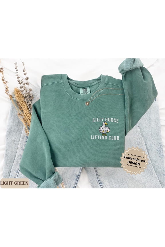 Silly Goose Lifting Club TShirt Funny Embroidered Gym Crewneck Workout Top Weightlifting P