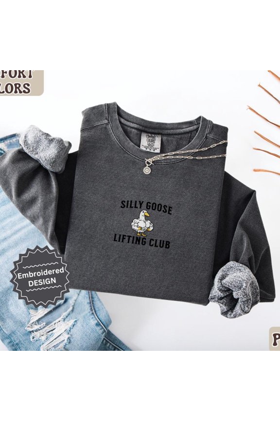 Silly Goose Lifting Club TShirt Funny Gym Crewneck Pepper or Light Green Unisex Workout Gi