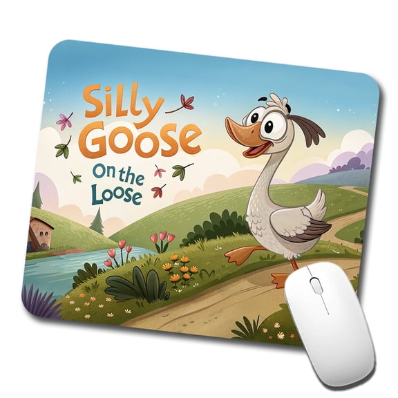 Silly Goose On The Loose Funny Cartoon Mouse Pad Low Profile Gaming Mat