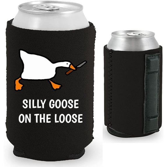 Silly Goose On The Loose Funny Magnetic Can Coolie (Black)