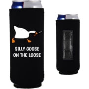 Silly Goose On The Loose Funny Magnetic Slim Can Coolie Black