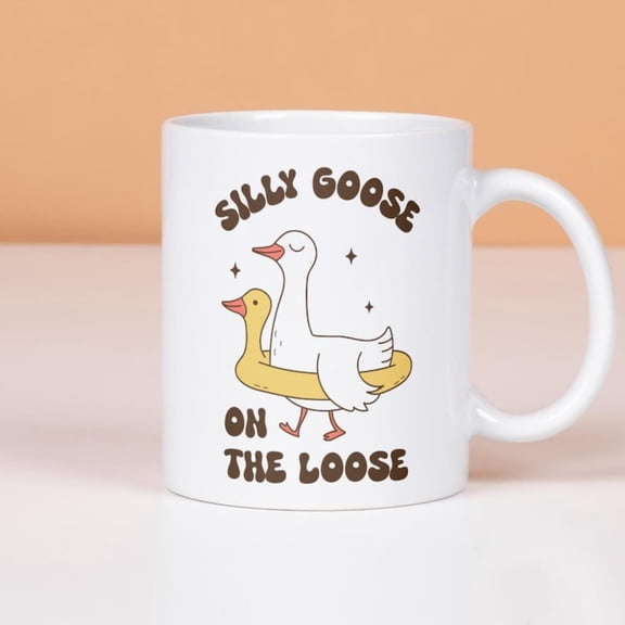 Silly Goose On The Loose Mug, Funny Goose Mug, Meme Coffee Cup, Gag Gift, Funny Bird Mug, Funny Gift, Animal Mug, Goose Tea Cup, Meme Mug.