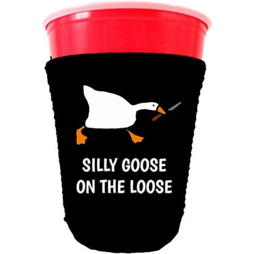 Silly Goose On The Loose Party Cup Coolie (Black)