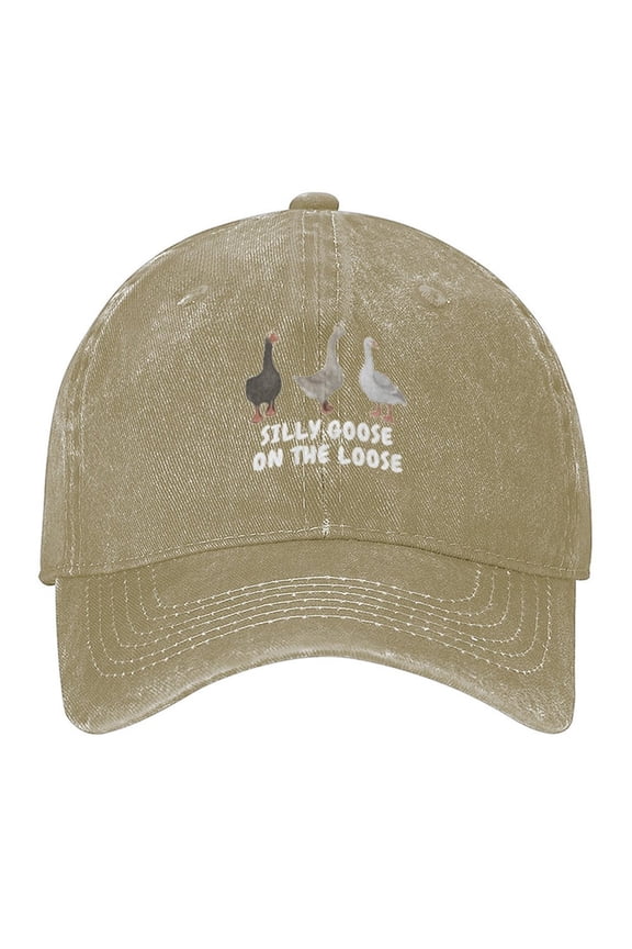 Silly Goose On The Loose Print Vintage Wash Dad Hat Adjustable Curved Brim Baseball Cap,Casual Outdoor Sports Fishing Cap for Men and Women