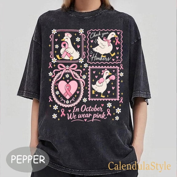 Silly Goose Pink Ribbon, Goose Breast Cancer Support Shirt, In October We Wear Pink, Breast Cancer Fighter Tee