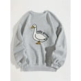 thumbnail image 1 of Silly Goose Print Crew Neck Fleece Sweatshirt Warm Pullover For Men Solid Color Sweatshirts For Winter Fall Long Sleeve Tops, 1 of 5