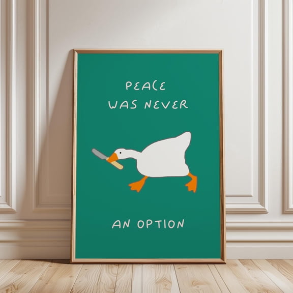 Silly Goose Print, Funny Gen Z Living Room Decor, Trendy Duck Wall Art, Playful Animal Cartoon Poster, Minimalistic Cute Edgy Decor , Poster Print Only
