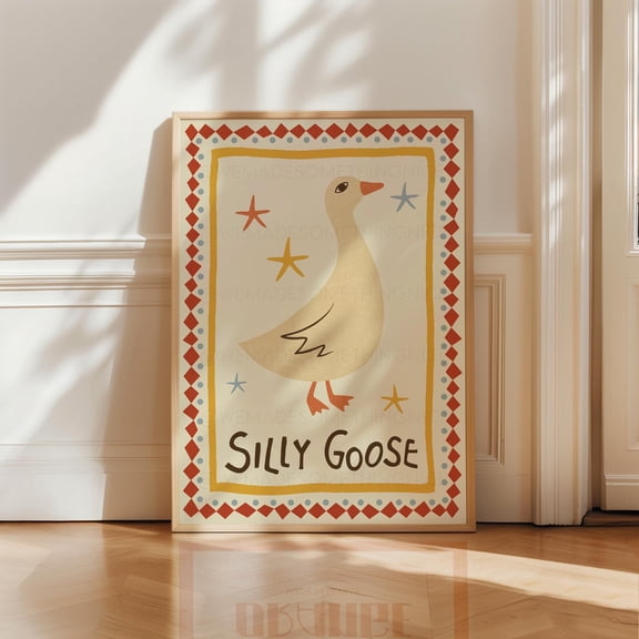 Silly Goose Print Trendy Wall Art Apartment Decor Retro Wall Art Quirky Wall Nursery Art Cottage Core Decor