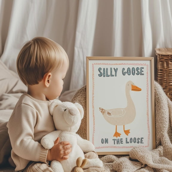 Silly Goose Print Wall Art Trendy Wall Art Apartment Decor Retro Wall Art Nursery Art Cottage Core Decor Quirky Wall Art Poster , Poster Print Only
