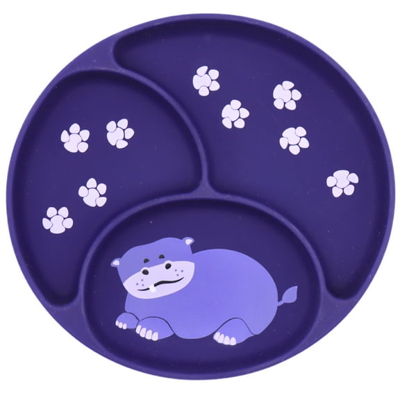 Silly Goose Suction Plate for Babies and Toddlers, Cute Hippo Design, 100% Silicone, Plate Stay Put with Suction Feature, Divided Design, Microwave & Dishwasher Friendly