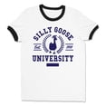 thumbnail image 1 of Silly Goose University Ringer Tee Shirt Unisex Large White/Black, 1 of 5