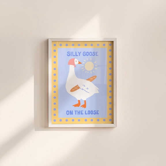 Silly Goose Wall Art, Funny Animal Nursery Print, Children Room Decor, Quirky Apartment Poster, Cottage Core Decor, Baby Room, Playroom Art , Poster Print Only